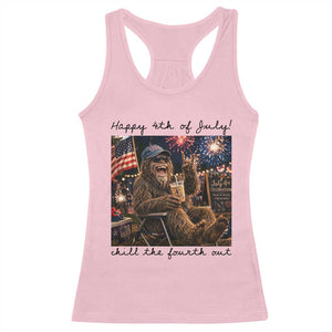 Funny Bigfoot 4th of July Racerback Tank Top Patriotic Sasquatch American Flag Party Festival TS14 Light Pink Print Your Wear