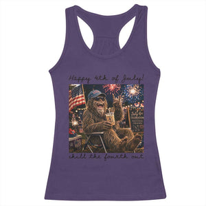 Funny Bigfoot 4th of July Racerback Tank Top Patriotic Sasquatch American Flag Party Festival TS14 Purple Print Your Wear