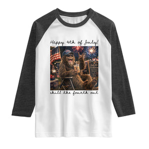 Funny Bigfoot 4th of July Raglan Shirt Patriotic Sasquatch American Flag Party Festival TS14 White Heather Charcoal Print Your Wear
