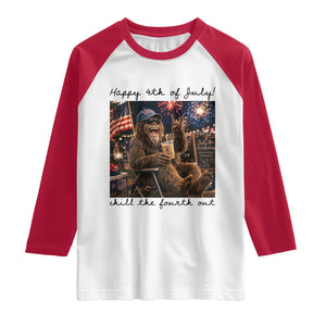 Funny Bigfoot 4th of July Raglan Shirt Patriotic Sasquatch American Flag Party Festival TS14 White Red Print Your Wear