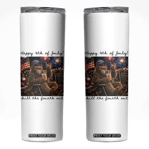 Funny Bigfoot 4th of July Skinny Tumbler Patriotic Sasquatch American Flag Party Festival TS14 White Print Your Wear