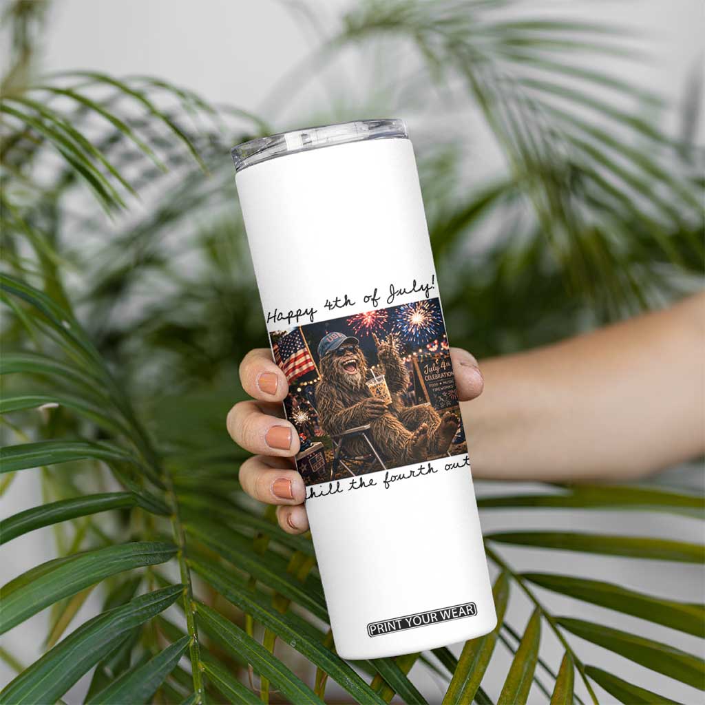 Funny Bigfoot 4th of July Skinny Tumbler Patriotic Sasquatch American Flag Party Festival TS14 Print Your Wear
