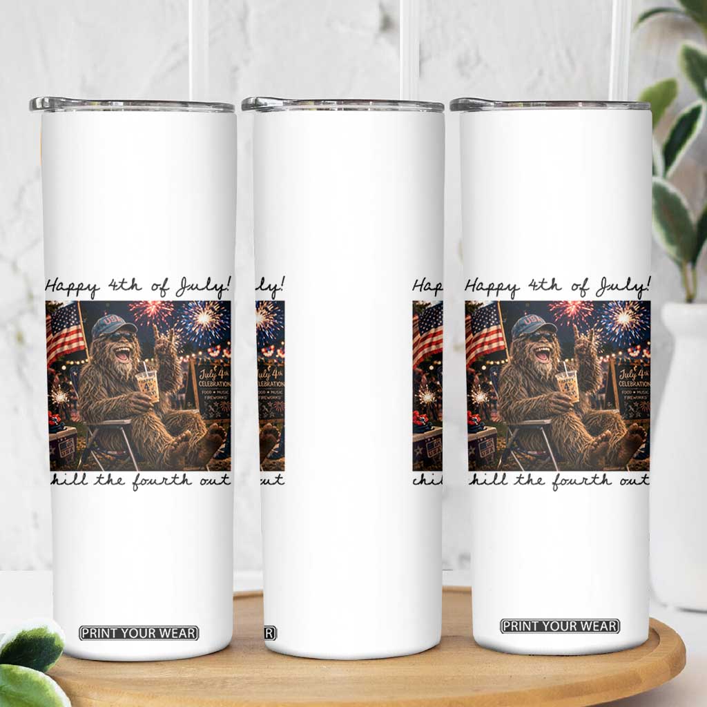 Funny Bigfoot 4th of July Skinny Tumbler Patriotic Sasquatch American Flag Party Festival TS14 Print Your Wear