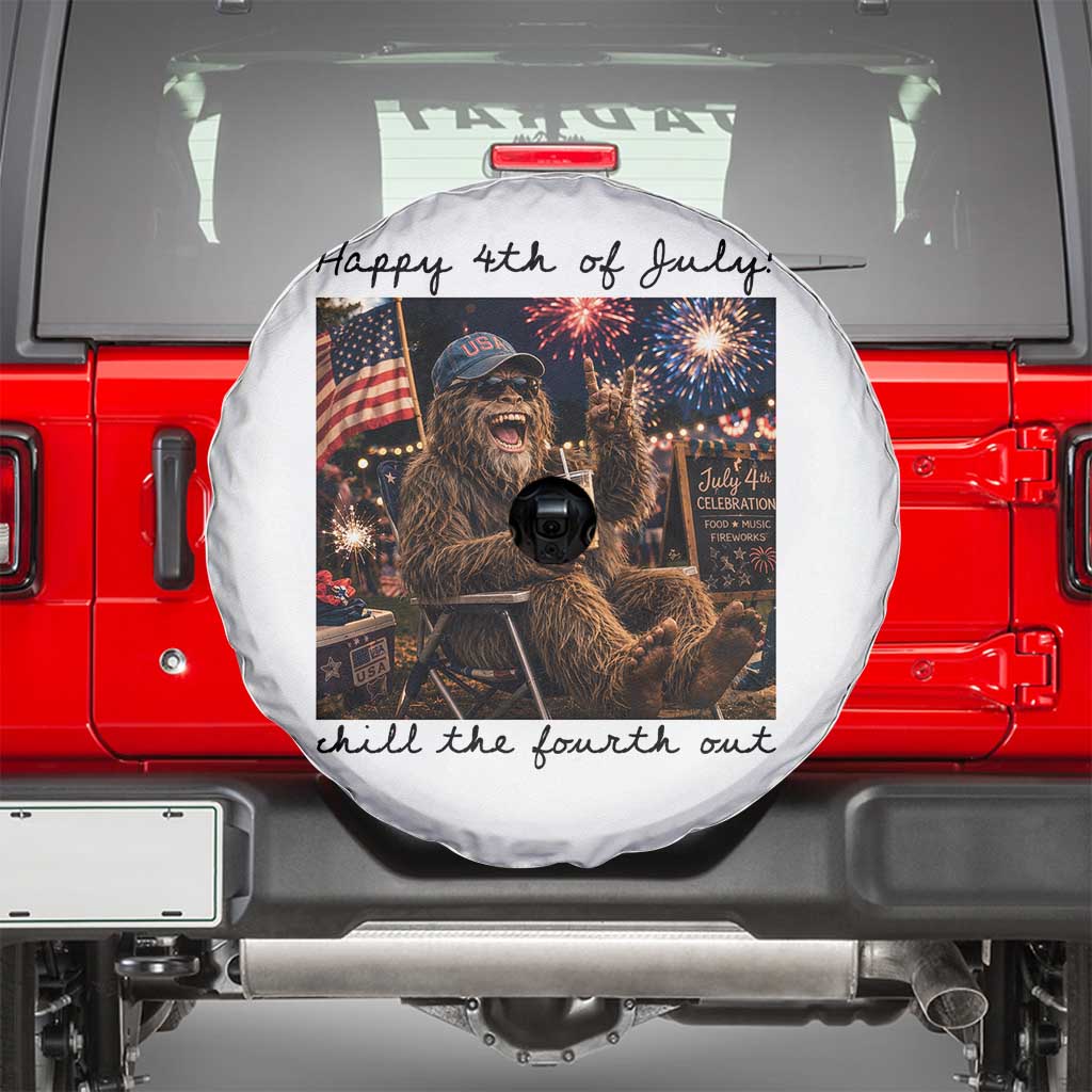 Funny Bigfoot 4th of July Spare Tire Cover Patriotic Sasquatch American Flag Party Festival TS14 White Print Your Wear