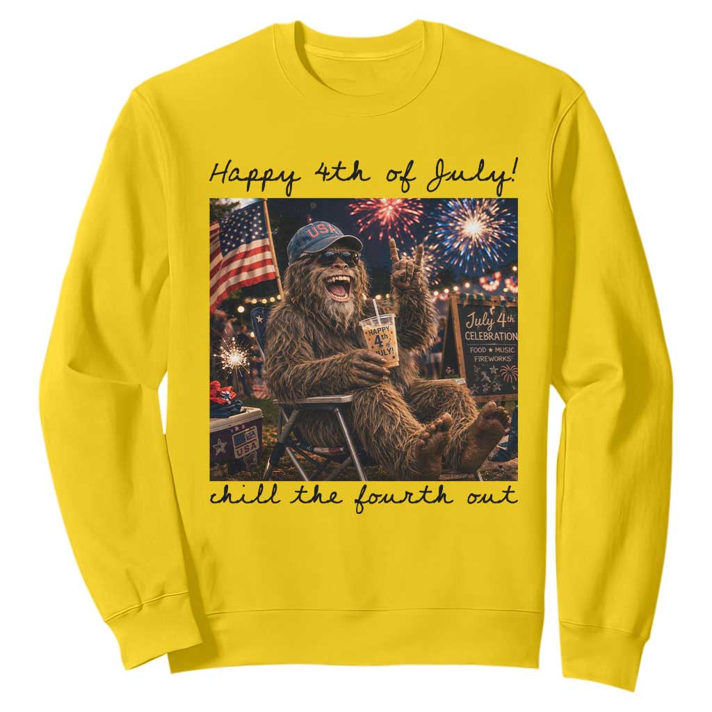 Funny Bigfoot 4th of July Sweatshirt Patriotic Sasquatch American Flag Party Festival TS14 Daisy Print Your Wear