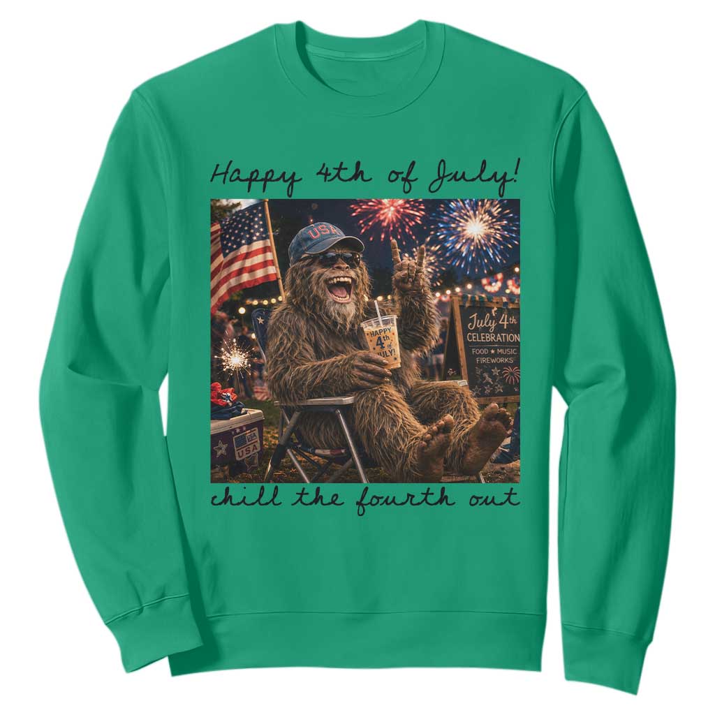 Funny Bigfoot 4th of July Sweatshirt Patriotic Sasquatch American Flag Party Festival TS14 Irish Green Print Your Wear
