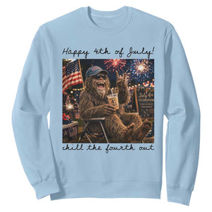 Funny Bigfoot 4th of July Sweatshirt Patriotic Sasquatch American Flag Party Festival TS14 Light Blue Print Your Wear