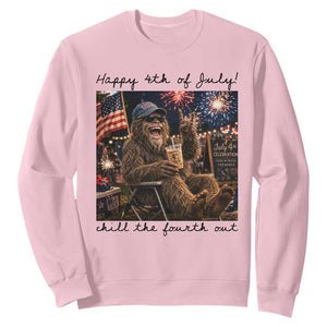 Funny Bigfoot 4th of July Sweatshirt Patriotic Sasquatch American Flag Party Festival TS14 Light Pink Print Your Wear