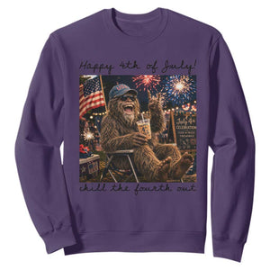 Funny Bigfoot 4th of July Sweatshirt Patriotic Sasquatch American Flag Party Festival TS14 Purple Print Your Wear