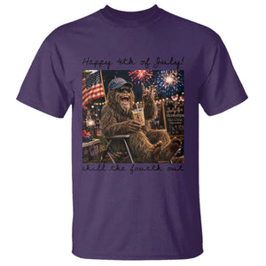 Funny Bigfoot 4th of July T Shirt Patriotic Sasquatch American Flag Party Festival TS14 Purple Print Your Wear