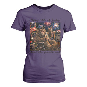 Funny Bigfoot 4th of July T Shirt For Women Patriotic Sasquatch American Flag Party Festival TS14 Purple Print Your Wear