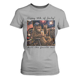 Funny Bigfoot 4th of July T Shirt For Women Patriotic Sasquatch American Flag Party Festival TS14 Sport Gray Print Your Wear