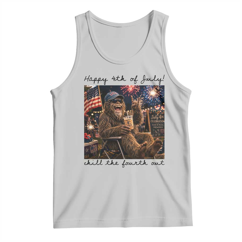 Funny Bigfoot 4th of July Tank Top Patriotic Sasquatch American Flag Party Festival TS14 Ash Print Your Wear