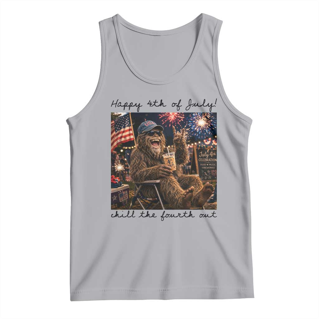 Funny Bigfoot 4th of July Tank Top Patriotic Sasquatch American Flag Party Festival TS14 Athletic Heather Print Your Wear
