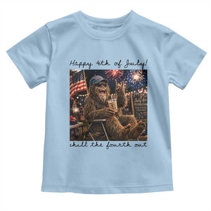 Funny Bigfoot 4th of July Toddler T Shirt Patriotic Sasquatch American Flag Party Festival TS14 Light Blue Print Your Wear