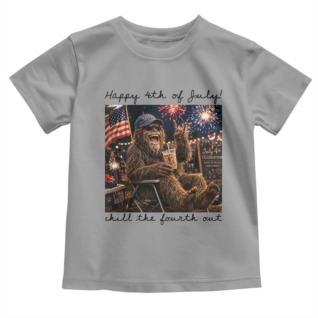 Funny Bigfoot 4th of July Toddler T Shirt Patriotic Sasquatch American Flag Party Festival TS14 Sport Gray Print Your Wear