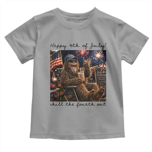 Funny Bigfoot 4th of July Toddler T Shirt Patriotic Sasquatch American Flag Party Festival TS14 Sport Gray Print Your Wear