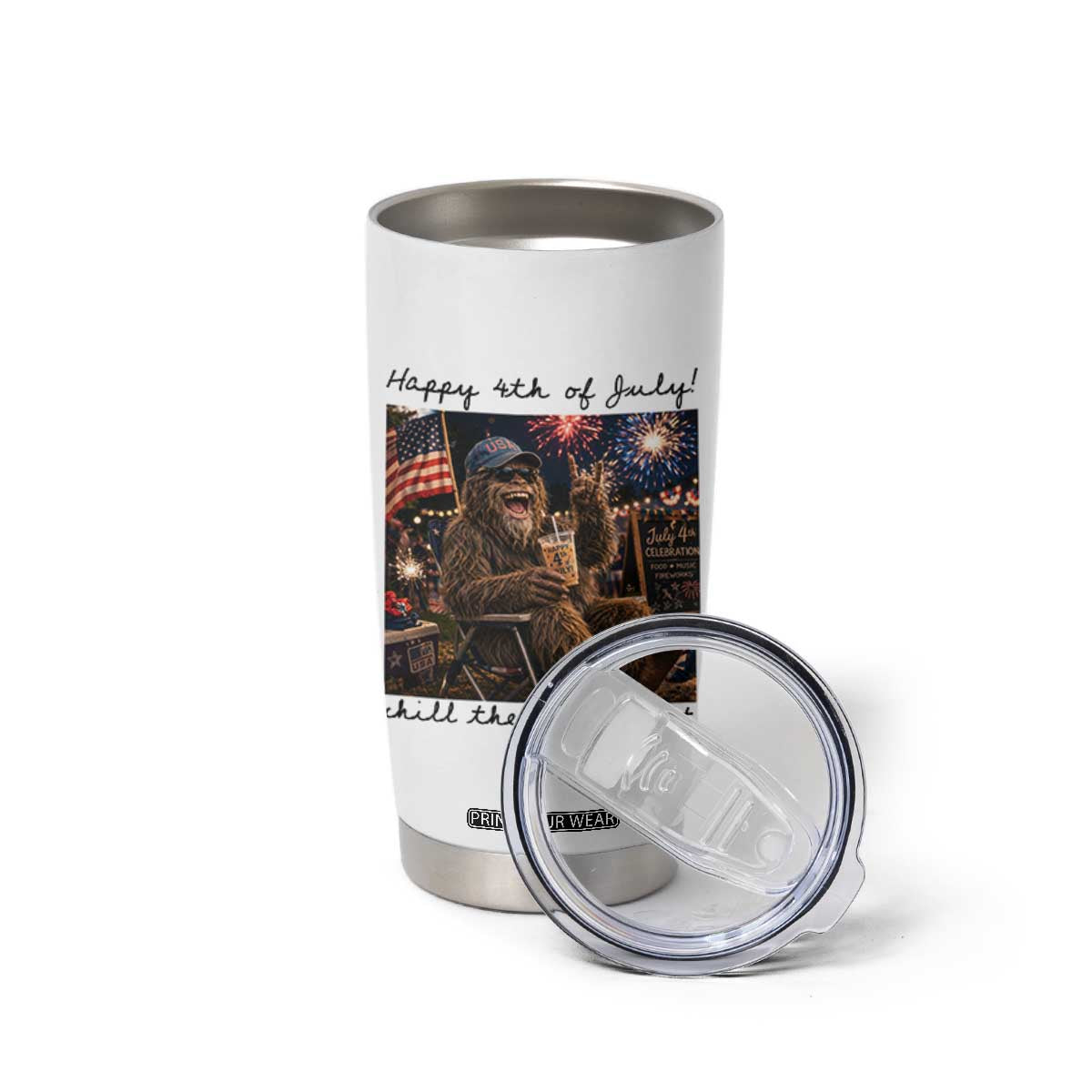 Funny Bigfoot 4th of July Tumbler Cup Patriotic Sasquatch American Flag Party Festival TS14 Print Your Wear