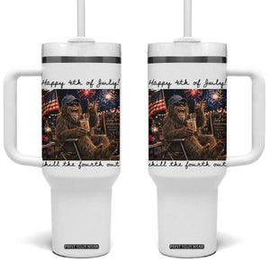 Funny Bigfoot 4th of July Tumbler With Handle Patriotic Sasquatch American Flag Party Festival TS14 One Size: 40 oz White Print Your Wear