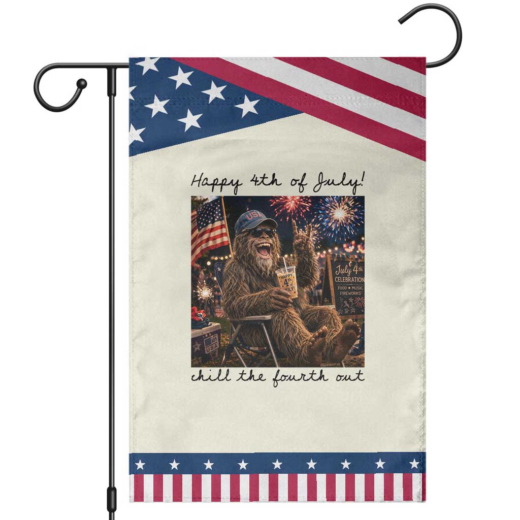 Funny Bigfoot 4th of July Patriotic Garden Flag Patriotic Sasquatch American Flag Party Festival TS14 Modern Beige Blue Print Your Wear