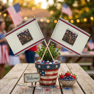 Funny Bigfoot 4th of July Patriotic Handheld Flag Patriotic Sasquatch American Flag Party Festival TS14 Modern 8.2" × 5.5" Beige Red Print Your Wear