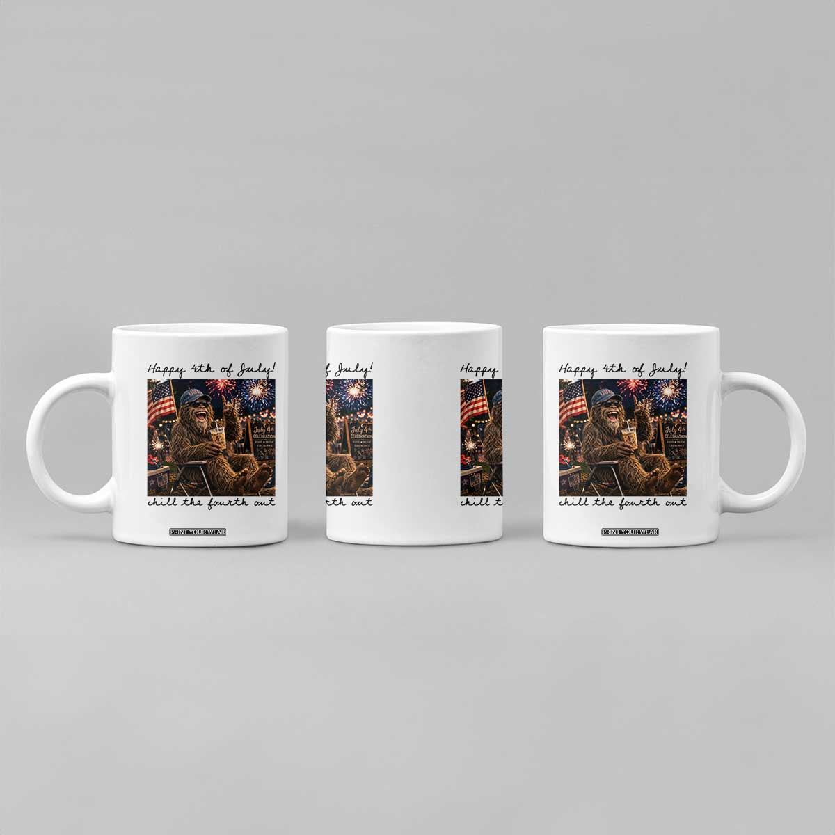 Funny Bigfoot 4th of July Coffee Mug Patriotic Sasquatch American Flag Party Festival TS14 Print Your Wear