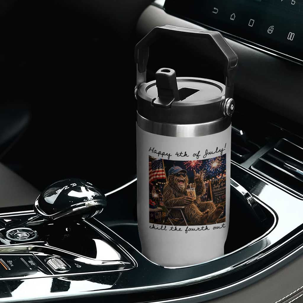 Funny Bigfoot 4th of July Flip Straw Tumbler Patriotic Sasquatch American Flag Party Festival TS14 Print Your Wear