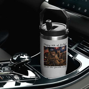 Funny Bigfoot 4th of July Flip Straw Tumbler Patriotic Sasquatch American Flag Party Festival TS14 Print Your Wear