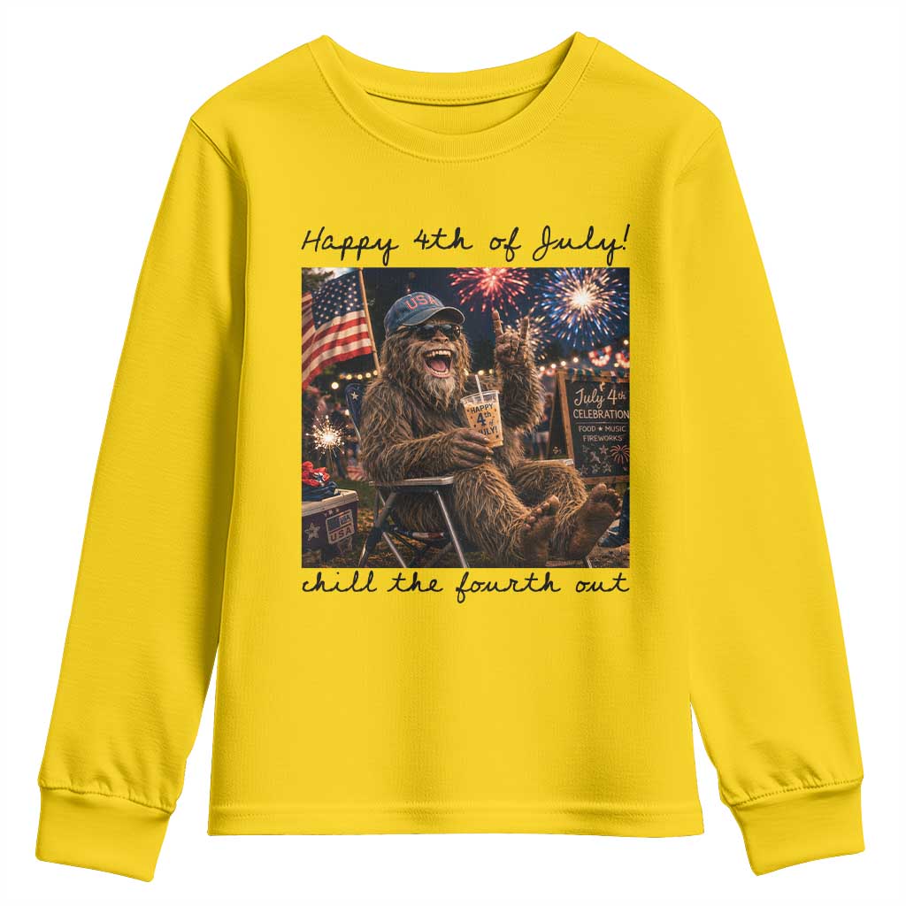 Funny Bigfoot 4th of July Youth Sweatshirt Patriotic Sasquatch American Flag Party Festival TS14 Daisy Print Your Wear