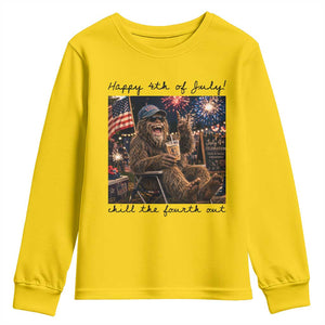 Funny Bigfoot 4th of July Youth Sweatshirt Patriotic Sasquatch American Flag Party Festival TS14 Daisy Print Your Wear