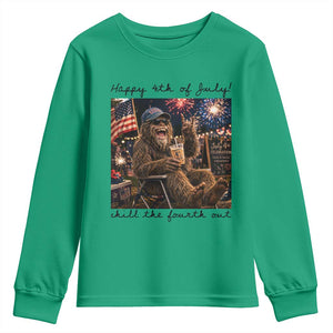 Funny Bigfoot 4th of July Youth Sweatshirt Patriotic Sasquatch American Flag Party Festival TS14 Irish Green Print Your Wear