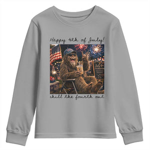 Funny Bigfoot 4th of July Youth Sweatshirt Patriotic Sasquatch American Flag Party Festival TS14 Sport Gray Print Your Wear