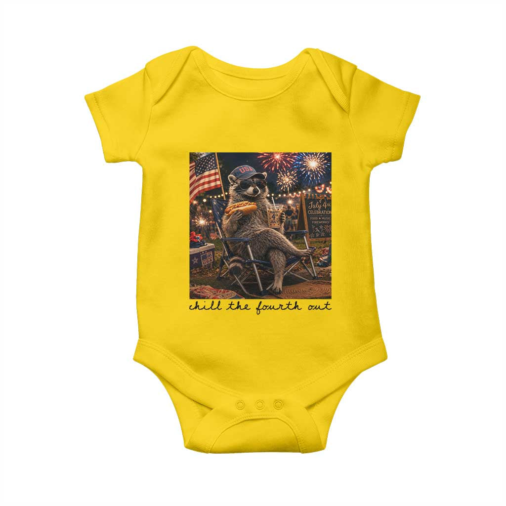 4th of July Raccoon Baby Onesie Chill The Fourth Out TS14 Daisy Print Your Wear