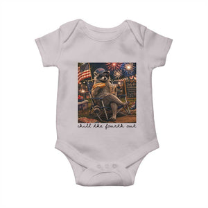 4th of July Raccoon Baby Onesie Chill The Fourth Out TS14 Ice Gray Print Your Wear