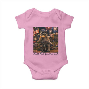 4th of July Raccoon Baby Onesie Chill The Fourth Out TS14 Light Pink Print Your Wear