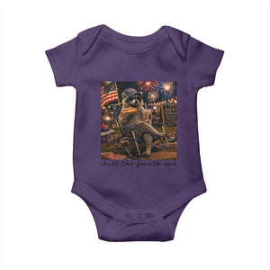 4th of July Raccoon Baby Onesie Chill The Fourth Out TS14 Purple Print Your Wear
