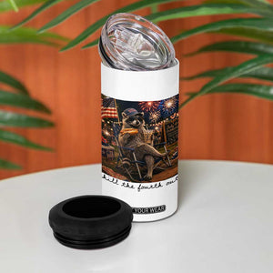 4th of July Raccoon 4 in 1 Can Cooler Tumbler Chill The Fourth Out TS14 Print Your Wear