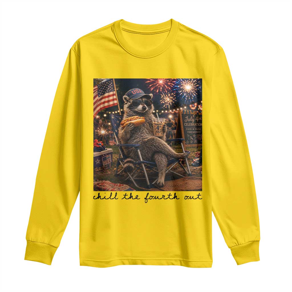 4th of July Raccoon Long Sleeve Shirt Chill The Fourth Out TS14 Daisy Print Your Wear