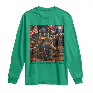 4th of July Raccoon Long Sleeve Shirt Chill The Fourth Out TS14 Irish Green Print Your Wear