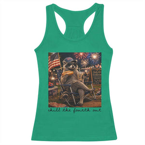 4th of July Raccoon Racerback Tank Top Chill The Fourth Out TS14 Irish Green Print Your Wear