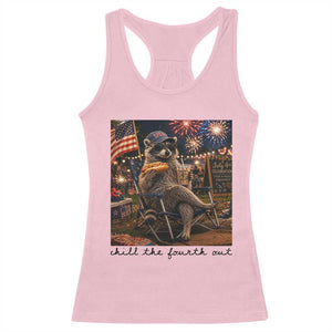 4th of July Raccoon Racerback Tank Top Chill The Fourth Out TS14 Light Pink Print Your Wear