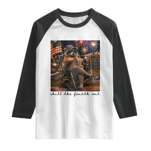 4th of July Raccoon Raglan Shirt Chill The Fourth Out TS14 White Black Print Your Wear
