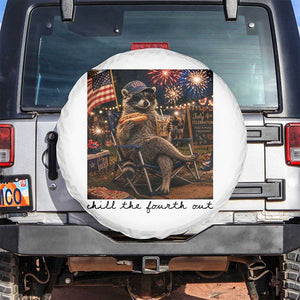 4th of July Raccoon Spare Tire Cover Chill The Fourth Out TS14 No hole White Print Your Wear