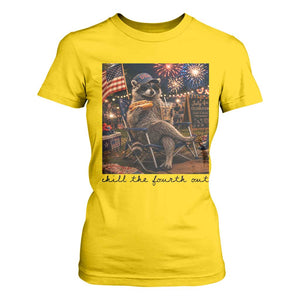 4th of July Raccoon T Shirt For Women Chill The Fourth Out TS14 Daisy Print Your Wear