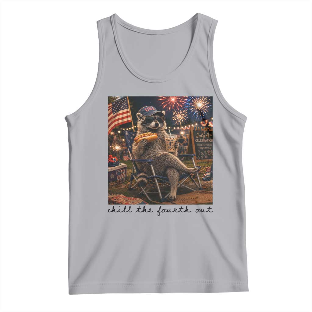4th of July Raccoon Tank Top Chill The Fourth Out TS14 Athletic Heather Print Your Wear