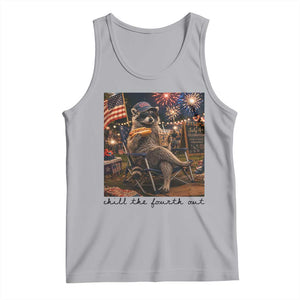 4th of July Raccoon Tank Top Chill The Fourth Out TS14 Athletic Heather Print Your Wear