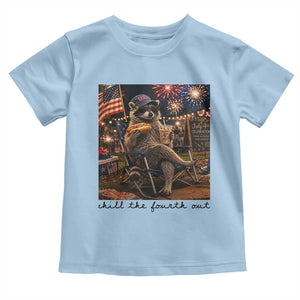 4th of July Raccoon Toddler T Shirt Chill The Fourth Out TS14 Light Blue Print Your Wear