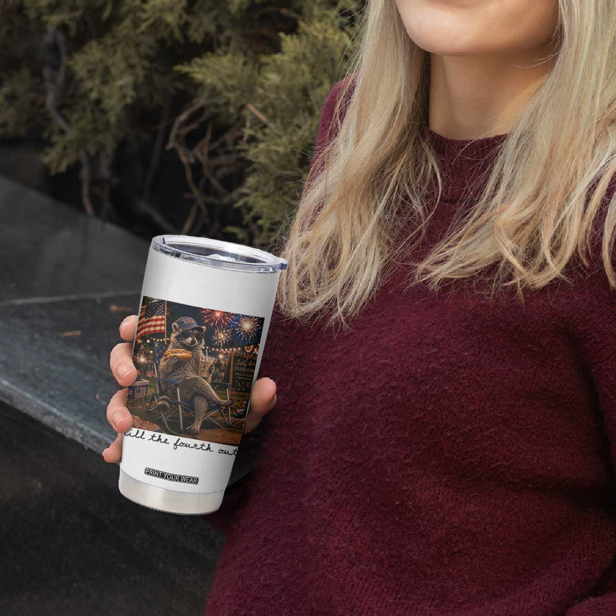 4th of July Raccoon Tumbler Cup Chill The Fourth Out TS14 Print Your Wear