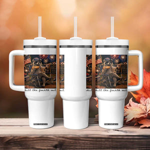 4th of July Raccoon Tumbler With Handle Chill The Fourth Out TS14 Print Your Wear