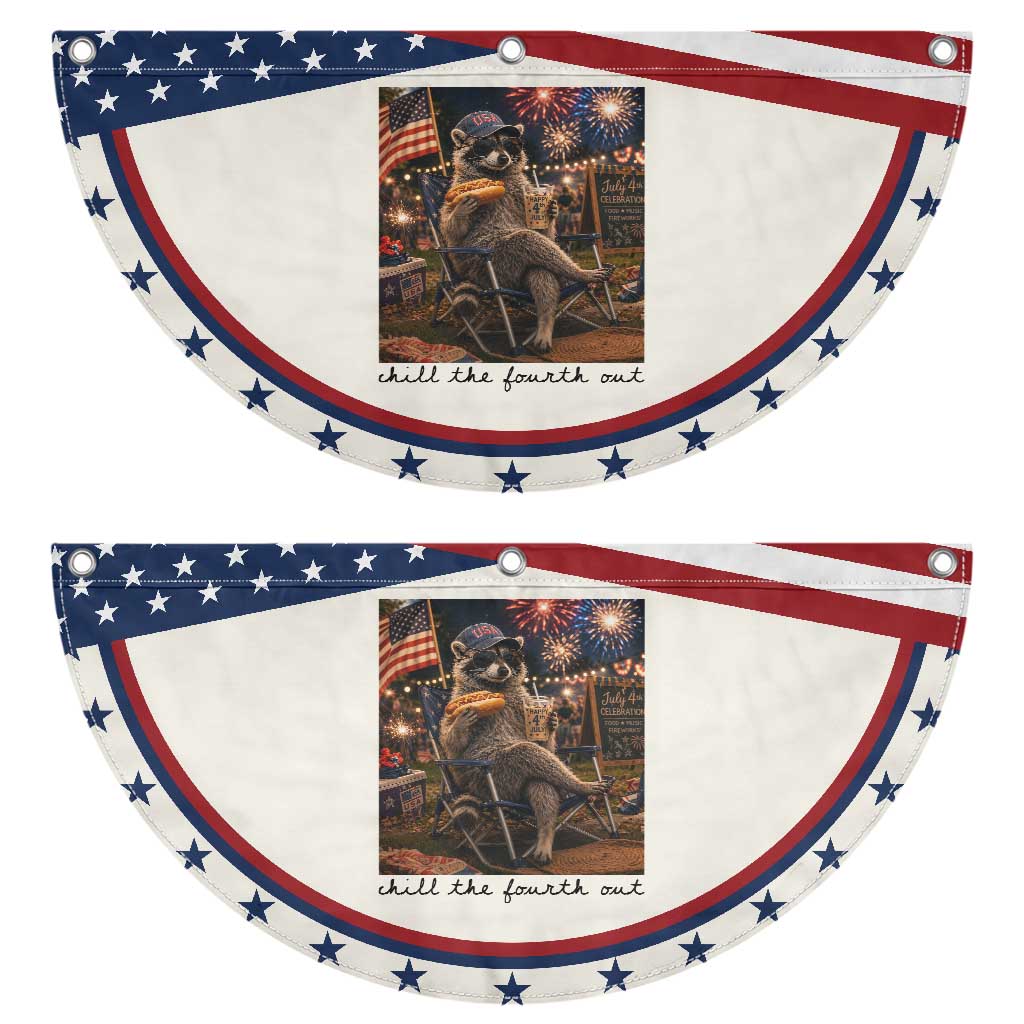 4th of July Raccoon Patriotic Fan Flag Chill The Fourth Out